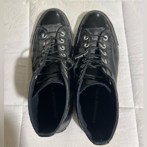 Converse John Varvatoes black leather high-top sneakers men’s 9 women’s 11 - Picture 2 of 8